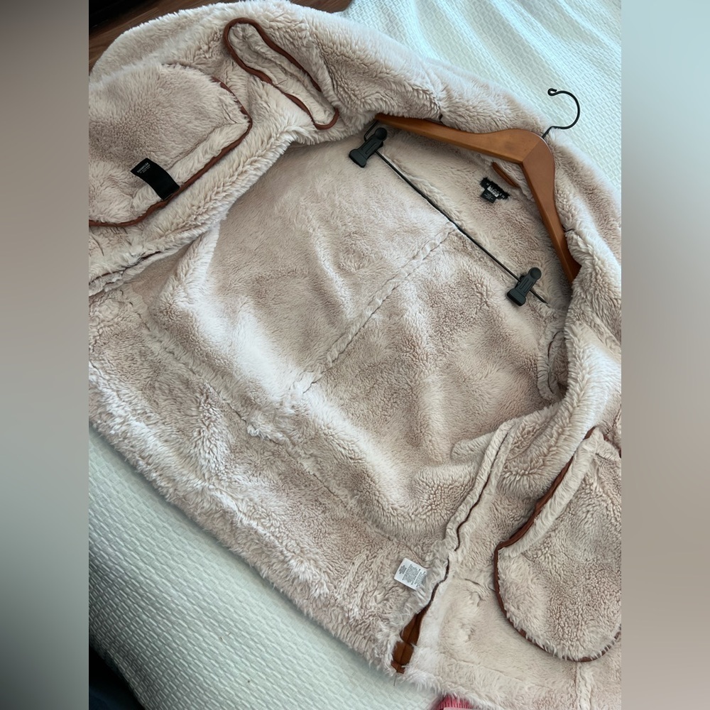 Halogen Tan Faux Shearling Moto Jacket - Picture 16 of 16
